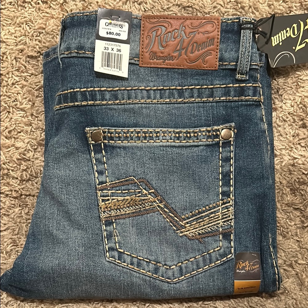 Rock 4 Denim by Wrangler Blue Relaxed Jeans with Contrast Stitching